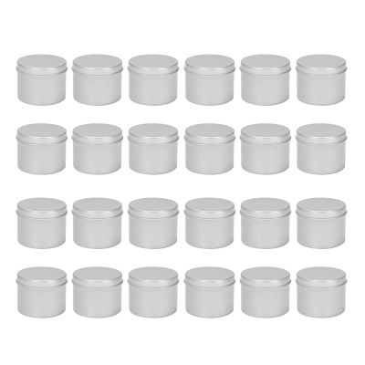 24 Pack Round Metal Tins Box Candle Tin Black Aluminum Jar Storage Empty Pot Plain Cans Cream Cosmetic Container