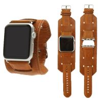 ✌ Genuine Leather Strap for Apple Watch 42mm 44mm 38mm 40mm for IWatch Series 6 SE 5 4 3 2 1 Loop Band Cuff Retro Wristband Belt