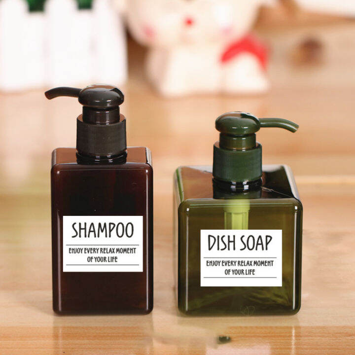 Bathroom Labels Set 6PCS Waterproof Refillable Bottles Stickers for