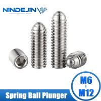 NINDEJIN 2-10Pcs ซ็อกเก็ตหกเหลี่ยม Ball Domed Point ชุดสกรูเมตริกลูกสูบสปริงสกรูสแตนเลสสตีล M6/M8/M10/M12