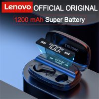 Lenovo หูฟังบลูทูธ5.0 1200 Mah หูฟังไร้สาย QT81ควบคุมการเล่นเกมเบสสเตอริโอชุดหูฟังลดเสียงรบกวนไมโครโฟนคู่