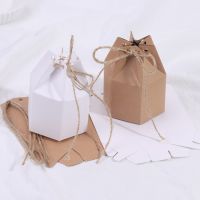 10PCS Kraft Paper Package Cardboard Box Lantern Hexagon Candy Box Favor And Gift Wedding Christmas Valentine 39;S Party Supplies