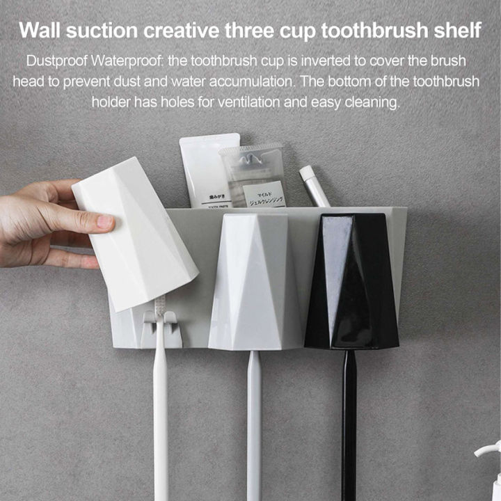 ที่ใส่แปรงสีฟัน-uk-พร้อมถ้วย3ชิ้น-ชุดติดผนังที่เก็บแปรงสีฟันขนาดใหญ่สำหรับห้องน้ำ