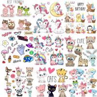 Cute Cartoon Animal Patches Heat Transfer Iron on Patch for T-Shirt Unicorn Children Gift DIY Clothes Stickers Heat Transfer Haberdashery