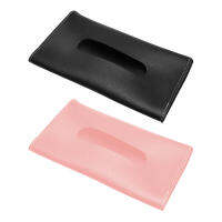 2pcs Sun Visor Replacement Elastic Belt Interior Decoration Rectangle Modern PU Leather Universal Easy Install Removable Car Tissue Box