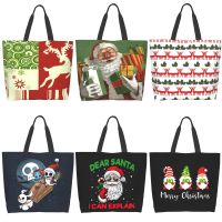 Merry Christmas Gnome Xmas Gifts Winter Snowflakes Reusable Grocery Bag Women Large Casual Shoulder Totes Bags Daily Handbag