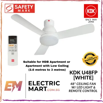 KDK U48FP Ceiling Fan 48 w/ LED Light & LCD Remote Control (HDB or apartments with low ceiling; 2.6 metres to 3 metres height)