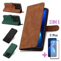 2 IN 1สำหรับ Tecno Pova ซิลิโคนนิ่มเคสแบบพับปิดได้5เคสโทรศัพท์พร้อมฟิล์มกันรอย