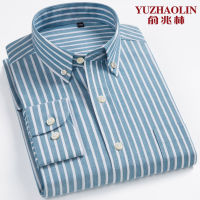 Yu Zhaolin 100% เสื้อผ้าฝ้ายแขนยาวผู้ชายเสื้อเชิ้ตมีลายแบบไม่รีดเสื้อเชิ้ตลายสก๊อตลำลองสำหรับฤดูใบไม้ผลิและฤดูใบไม้ร่วง