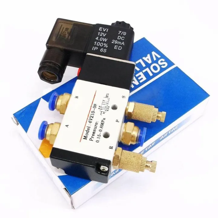 Gracekarin Online 4v21008 DC 12V solenoid valve pneumatic valve 5 port