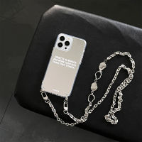 Luxury Crossbody Lanyard สร้อยคอโลหะ Hollow Out สร้อยข้อมือโซ่กระจกสำหรับ iPhone 11 12 13 14 Pro Max X XS XR Cack Cover