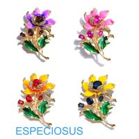 【YF】 Pin Gold Color Gifts Rhinestone Breast pin Accessories Jewelry Painted Metal Brooch Garments