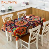 Linen Tablecloth Bohemian Print Table Cover for Wedding Birthday Party Rectangle Desk Cloth Wipe Covers Waterproof Table Cloth