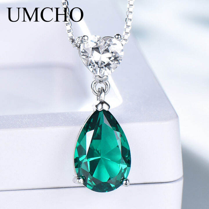 umcho-2019-new-fashion-925-sterling-silver-pendant-necklace-for-women-nano-emerald-zircon-chain-anniversary-necklace-with-chain