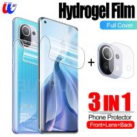 3in1 Hydrogelฟิล์มป้องกันฟิล์มแก้วสำหรับXiaomi MI 11หน้าจอป้องกันฟิล์มHydrogel + เลนส์แก้ว + อ่านHydrogelฟิล์มสำหรับXiaomi Xiaomi MI 11 6.81 ความปลอดภัยฟิล์ม