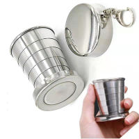 สแตนเลสพับถ้วยแบบพกพากลางแจ้ง Retractable Teacups Camp Utensils บนโต๊ะอาหารพับขวดน้ำถ้วยพับ-ogfhdsd