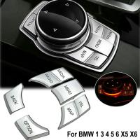 Chrome Multi-Media Button Cover Decor Trim For BMW Series 6 X5 4 Button 3 5 X6 IDRIVE N5X4