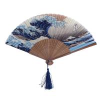 KWQXJL Silk Bamboo Prom Kanagawa Gifts Home Wedding Hand Fan Folding Fan Hand Held Fan