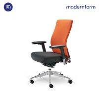 Modernform เก้าอี้พนักพิงกลาง รุ่น Series15s แขนปรับได้ ขาALU เบาะผ้าดำ พนักพิงผ้าสีส้ม (ไม่สามารถติดตั้งพนักพิงศีรษะเพิ่มเติมได้)