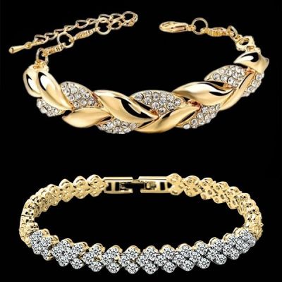 Luxury Love Braided Leaf Bracelet Charm Crystal Wedding Bracelets for Women Anniversary Valentines Day Gifts Pulseras Mujer