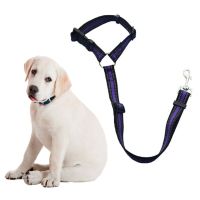 New Two-in-one Pet Car Seat Belt  Lead Leash BackSeat Safety Belt Adjustable Knitted Harness Collar Pet Accessories Collars