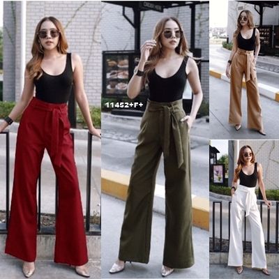 tw11452-set-2-ชิ้น-เสื้อกล้ามสีดำ-กางเกงขายาว-สายผูกเอว