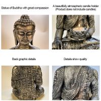 Buddha Statue Tealight Holder Zen Figurines Room Decoration Budas Candle Holder Garden Sculpture Home Decor Resin Buddha