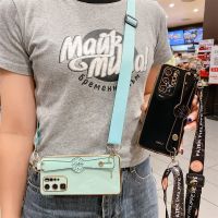 [ข้อเสนอพิเศษ] Romwe  สายรัด Crossbody เคสที่วางโทรศัพท์ชุบด้วยไฟฟ้าสำหรับ Huawei P40 Pro P20 P30 Lite Honor 50 20 9X P สมาร์ท2021 Z Nova 5T Mate 20