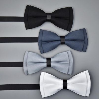 RBOCOTT To Differ in Length Solid Bow Ties Men 39;s Red Blue Black Gray White Purple Pink 12Colors Plain Bowtie For Men Wedding No