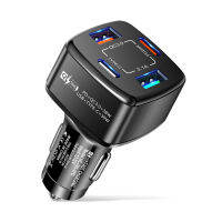 เครื่องชาร์จ Usb 4-In-1 38W Qc3.0 Pd 3.1a 2usb ประเภท C แท่นชาร์จเร็วอะแดปเตอร์ที่ชาร์จแบตในรถสองสาย