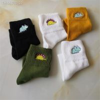 ☃❆❖ Cute Women Embroidery Dinosaur Socks White Lovely Cartoon Animal Vintage Cotton Short Socks Novelty Crazy Funny Cozy Socks Funky