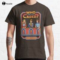 New Who Cares? Classic Nostalgia Who Cares Humor 80S 70S Game Show T-Shirt Cotton Men Tee Shirt Cute Shirts For Tee Shirt