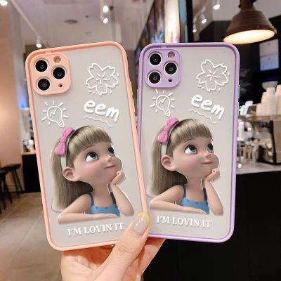 เคสขอบสีลายการ์ตูน เคสกันรอยกล้อง เคสสวยๆสำหรับ 6/6s 6P/6splus 7/8/SE 7P/8Plus X/xs Xsmax 11 11Pro 11Promax#829