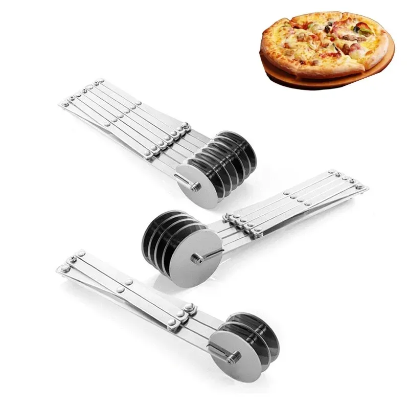 3/4/5/6/7 Dough Divider Sliding Pizza Peel Wheels Cutter Adjustable Pasta  Knife Flexible Roller Blade Pizza Pastry Peeler Cutter