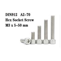 DIN912 M3 Sekrup A2-70 304 Stainless Steel Allen Hex Soket Cap Kepala Sekrup Baut Sekrup