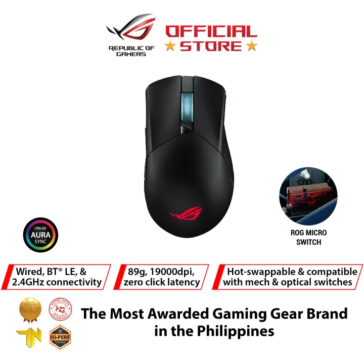 Credential Grant we ASUS ROG Gladius III Wireless gaming mouse (2.4 GHz/ Bluetooth/wired,  specially tuned 19,000 dpi sensor, Push-Fit Switch Socket II, Bluetooth  rapid pairing technology and Aura Sync RGB lighting) | Lazada PH