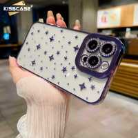 KISSCASE เคสโทรศัพท์ดาวเคลือบอิเล็คโทรเพลทเหมาะสำหรับ IPhone 14 13 12 Pro Max ฝาครอบฝาครอบเลนส์หมุดรูปดาวเคลือบเพชรป้องกันลายนิ้วมือกันกระแทกเคสโทรศัพท์สำหรับ IPhone 14 Pro Max