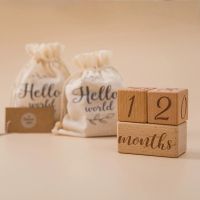 1set Baby Milestone Wooden Block Baby Photography Milestone Memorial Monthly Newborn Commemorative Card Number Photo Accessories