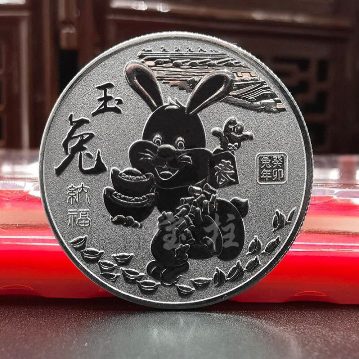 2023-new-year-of-the-rabbit-commemorative-coin-chinese-zodiac-coins-collectibles-painted-gold-medals-gift-souvenir-coins