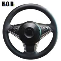 DIY Black Artificial Leathers Car Steering Wheel Covers for BMW E60 530d 545i 550i E61 Touring 2005-2009 E63 E64 63