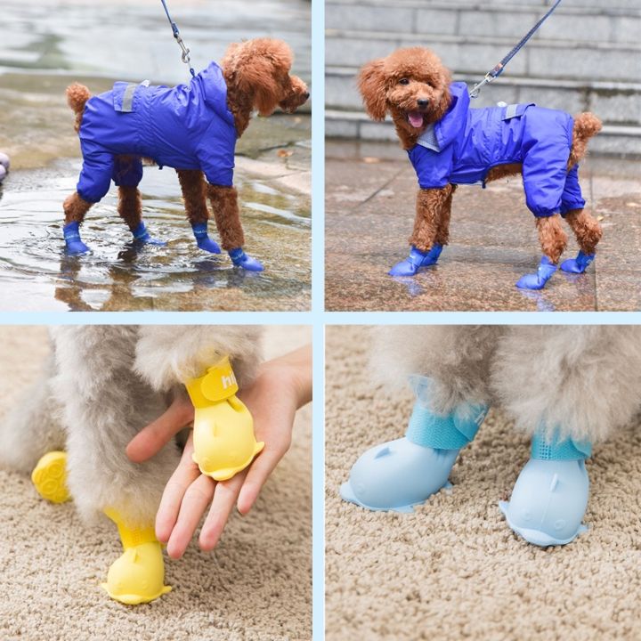 bhq-pet-พร้อมส่ง-รองเท้าสุนัขรองเท้ากันน้ำสัตว์เลี้ยงสุนัขและแมวรองเท้าสัตว์เลี้ยง-รองเท้าแมวกันน้ำกันฝนกันลื่นยางซิลิโคนหนา