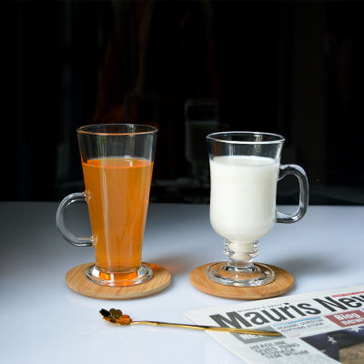 ถ้วยกาแฟ250มิลลิลิตร-285มิลลิลิตรไอริชกาแฟลาเต้แก้วน้ำผลไม้ปั่นถ้วยนมชาถ้วยเอียงที่มีการจัดการเดียวแก้วใส