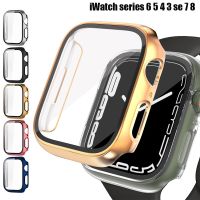 Glass cover For Apple Watch Case series 8 7 6 5 4 se 44mm 40mm 42-38-41mm 45mm Bumper Screen Protector Plated shell Accessories