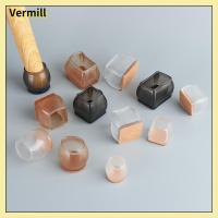 VERMILL 4Pcs ทนทาน ด้วยผ้าสักหลาด กันลื่น ทนต่อการสึกหรอ ตัวป้องกันพื้น หมวกขาเก้าอี้ แผ่นกันลื่น แผ่นรองโต๊ะ ครอบคลุมเท้าเฟอร์นิเจอร์