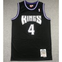 นิวเจอร์ซีย์คุณภาพสูง 1998-99 season NBA men’s Sacramento Kings 4 Chris Webber Vintage embroidery basketball jerseys jersey black