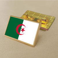 Algeria flag pin 2.5*1.5cm zinc die-cast PVC colour coated gold rectangular medallion badge without added resin