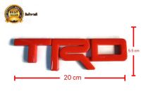 แผ่นป้ายโลโก้ TRD LOGO ยักษ์ แผ่นป้ายติดกระจังหน้า สีแดงขนาด 20cm x 5.5cm TOYOTA VIGO REVO TIGER MIGHTY-X**การันตีคุณภาพ****คุณภาพคัดเกรด**