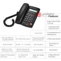 Ready in stock Desktop Corded ephone Phone with LCD Display Caller ID Volume Adjustable Calculator Alarm Clock for House Home Office Company Ho