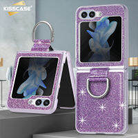 KISSCASE เคสสำหรับ Samsung Galaxy Z Flip 5 5G เคสแบบหัวเข็มขัดแหวนดีไซน์สวยพียูกลิตเตอร์เคสโทรศัพท์สำหรับ Samsung Z Flip 5 Flip5เคสบางพิเศษแฟชั่นกันกระแทก