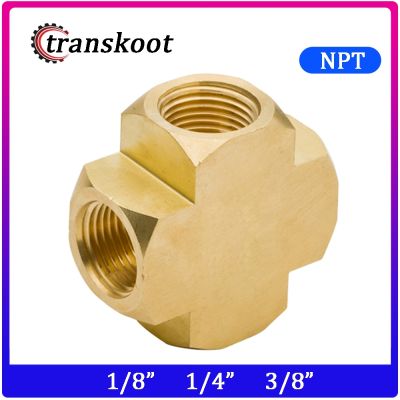3950 2pcs Brass Pipe Fitting 4 Way Connector Barstock Cross 1/8 quot; 1/4 quot; 3/8 quot; 1/2 quot; NPT Female Thread for Plumb Water Gas Pipe